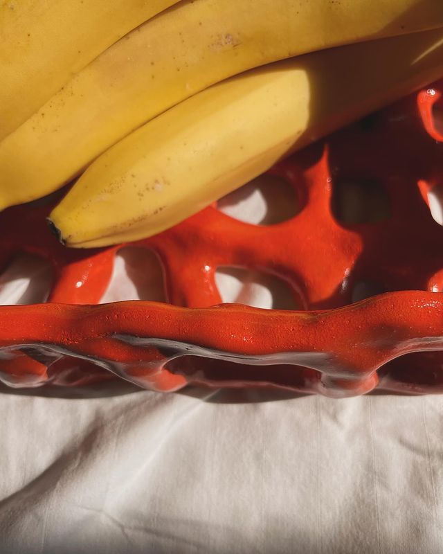 Red Weave Ceramic Tray